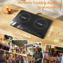 Double Burner Induction Cooktop, 1800W Portable Induction Cooktop 2 Burner with 9 Temp & Power Independent Touch Control, Electric Stove Top Cooker with Safety Lock, 3 Hour Timer