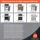 9.5MM 18.75" Grill Grates for Weber Genesis II, Grill Parts for Weber Genesis 2 300 & LX 300 Series, Genesis II E 310, E/S315 320 325 340, 304 Stainless Steel GS4 Replacement Parts for Weber 66095