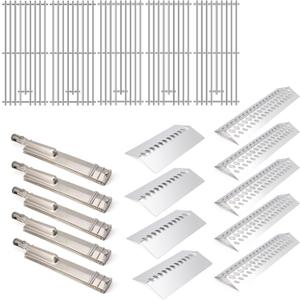 Grill Replacement Parts for Bull 57568 57569 BBQ Grill, 16517 Cooking Grate & 16521 16631 Flame Tamer 16670 16520 Heat Shield & 35717 16516 Grill Burner for Bull Brahma Grills (5pcs Burners Kit with Grates)
