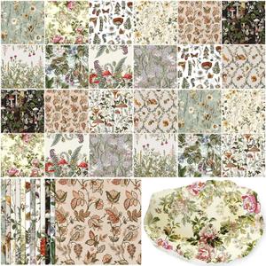 Tenceur 48 Pack 12 Styles Vintage Botanical Decoupage Paper Napkins Floral Mushroom Woodland Forest Fall Printed Tissue Paper Cocktail Napkins for Crafts Furniture DIY Art Projects Collage Home Decor
