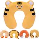 H HOMEWINS Travel Pillow for Kids,Cute Animal Toddler Neck Pillow for Boys Girls,Soft Neck Head Chin Support Pillow,Travel Accessories for Airplane, Car, Train,Recline (Tiger)
