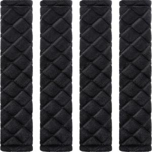 Tatuo 4 Pack Seat Belt Cover Extra Long Seat Belt Pads for Car Soft Comfort Shoulder Strap Covers Harness Pads Helps Protect Your Neck and Shoulder(15.8 Inch,Black)