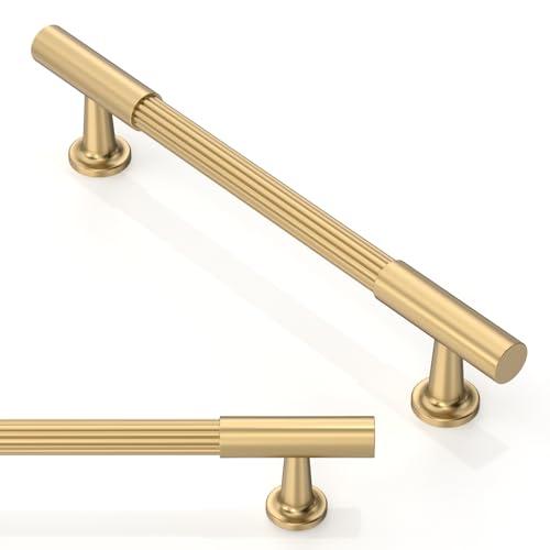 Asimerdeco 10 Pack Champagne Bronze Cabinet Pulls 5 Inch(128mm) Honey Bronze Kitchen Cupboard Handles Solid Heavy Duty Zinc Alloy Drawer Pulls