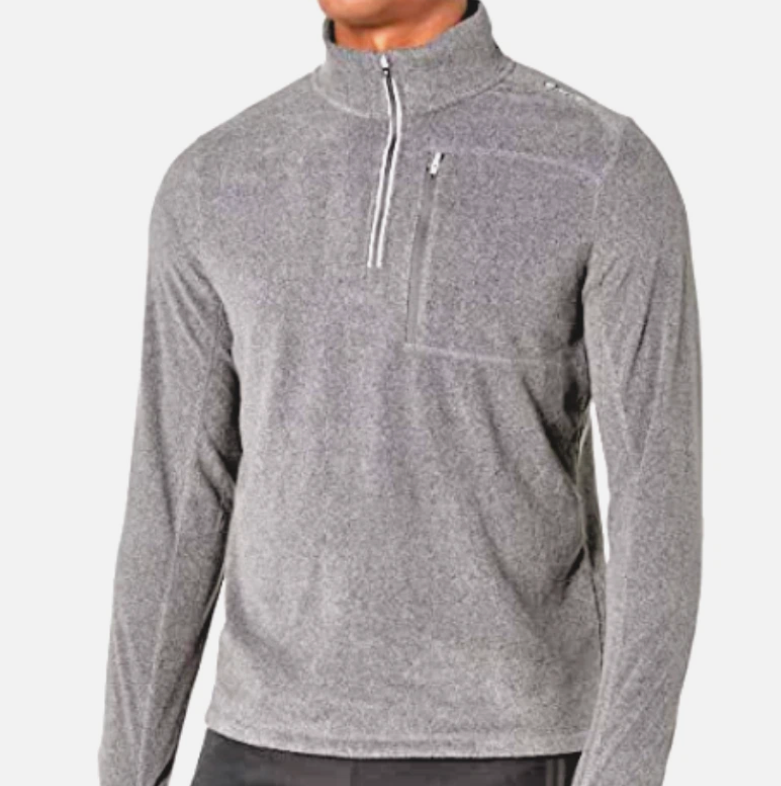HI-TEC Men's Rogers Striped Sweater Thermo-Fleece Quarter Zip Jacket Large