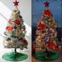 Lunmon 44 Pcs 4 ft Half Christmas Tree for Wall Corner Christmas Tree with Xmas Ball Light String Icicle Flowers Snowflake Ribbon Top Star for Holiday Indoor Party Decoration (Frost White)