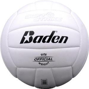Baden | Soft Strike | Cushioned Synthetic Leather Recreational Volleyball | Indoor/Outdoor for Beginners & Youth | Official Size (White)