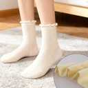 6 Pairs Women Ruffled Ankle Socks Mesh Casual Thin Breathable Delicate Knit Lace Ruffled Socks