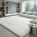 9x12 Ft Extra Large Cream White Fluffy Area Rugs, Pet Family Friendly Shag Carpet with Non-Slip Backing, Easy Clean Modern Plush Decor for Oversized Living Room & Master Bedroom