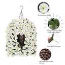 MJFloria Artificial Fake Flowers Plants Hanging Baskets for Outdoor Outside Decor, Faux Silk Hanging White Morning Glory Trailing Vines UV Resistant for Porch Patio Home Decoration
