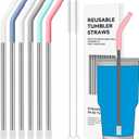 30 oz Straight Metal Straws with Silicone Tip for 30 oz Tumbler, 6 Pcs Stainless Steel Reusable Drinking Metal Straw for YETI, STANLEY, US Acrylio, BJPKPK, Simple Modern and so on