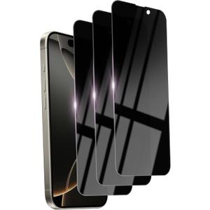 3 Pack Privacy Screen Protector for iPhone 16 Pro Tempered Glass 6.3inch Private Saver Anti-Spy Eye Protection Anti-Scratch Full Coverage