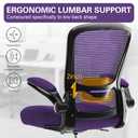Mimoglad Office Chair, High Back Ergonomic Desk Chair with Adjustable Lumbar Support and Headrest, with flip-up Armrests for Guitar Playing, Modern, Dark Purple, Black Frame