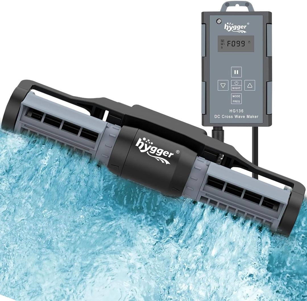 hygger Aquarium Gyre Wave Maker 1850GPH for 40-125 Gallon Fish Tank Cross-Flow Pump Adjustable Aquarium Water Circulation Powerhead 18W with Controller Magnetic Base