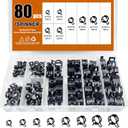 ISPINNER 60pcs Spring Band Type Fuel/Silicone Vacuum Hose Pipe Clamp, 7mm-18mm Low Pressure Air Clip Clamp 7mm 9mm 10mm 11mm 14mm 16mm 17mm 18mm (Black)