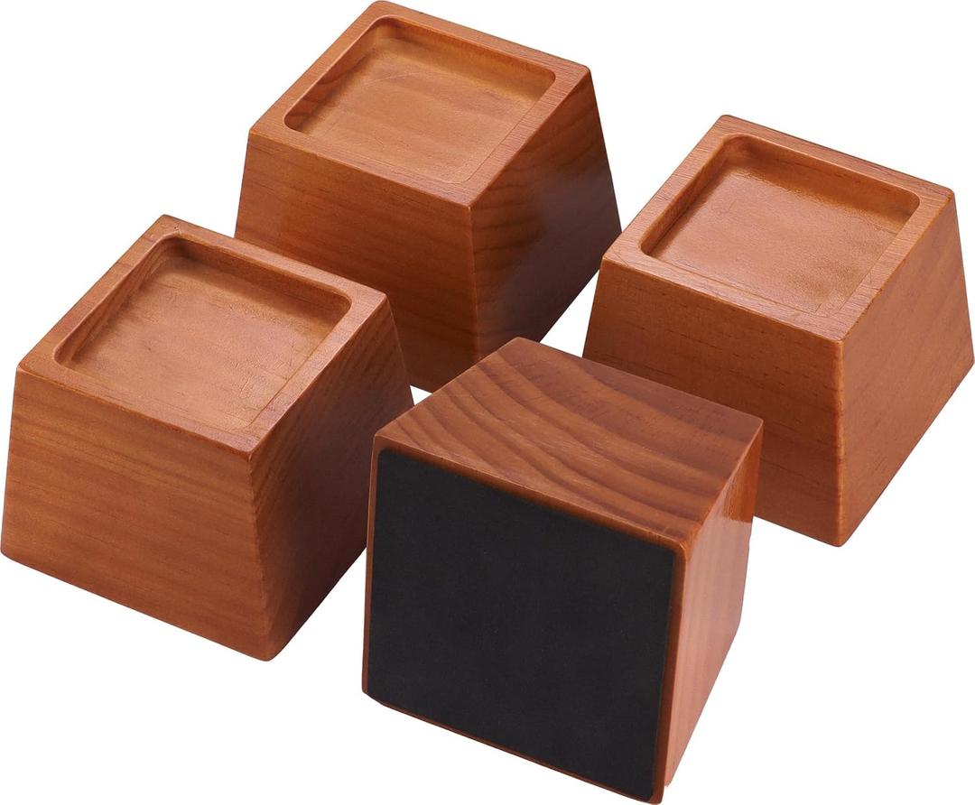 Premium Pine Wood 3-Inch Furniture Risers  Heavy-Duty, 2000 Lb Capacity, Floor Protectors, Easy to Install, Versatile for Beds, Sofas, & More