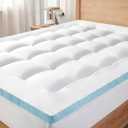 STWIENER King Mattress Topper, Pillow Top Mattress Topper for Back Pain Relief, Extra Thick Mattress Pad Deep Pockets for 8"-21", Soft Down Alternative Fill Mattress Protector, Blue Stripe