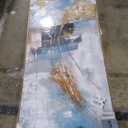 Large 100% Handmade Abstract Oil Painting with Frame Modern Original Hand Painted Heavy Textured Wall Painting Blue Gold Grey Canvas Wall Art Wall Decor for Living Room Bedroom Office Hang 60x30 inch