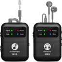 Wireless in Ear Monitor System, 2.4G Stereo Wireless IEM System with Beltpack Transmitter Receiver Auto-Pairing, 164ft for Studio, Band, Live Performance