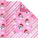 EWES Funny Christmas Wrapping Paper 4 Rolls Set,Black Pink Thick Unique Fun Kids Heavy Duty Premium Jumbo Gift Wrap Sheets,Cute Cartoon with Santa Claus,Reversible,Total 55.54sq.ft