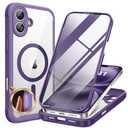Miracase Magnetic for iPhone 16 Plus Case Full-Body Phone with Built-in Glass Screen Protector, [Compatible with MagSafe] Military Drop Proof 16 Plus Cover 6.7 inch, Purple