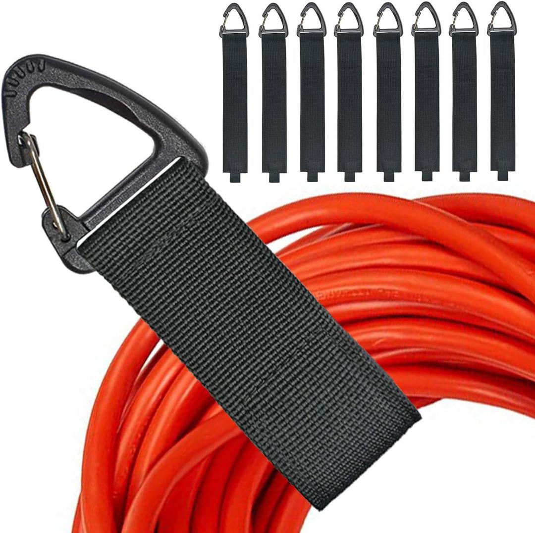 Extension Cord Organizer(8 Pack), Garage Organization and Storage, 16-Inch(Unfolded) Heavy Duty Storage Strap for Extension Cord Within 100ft or Hoses Within 35ft, with Triangle Buckle for Hanging (8L/0M/0S)
