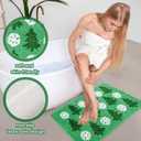 JarThenaAMCS Christmas Bathroom Rug 19.7 x 31.5 Inch Green Tree White Snowflake Absorbent Non Slip Shower Rug Front Mat for Xmas Winter Holiday Home Decoration