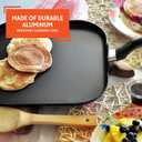 IMUSA 11in Bistro Aluminum Nonstick Square Griddle with Cool Touch Handle, Black