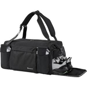 Kookoomia Gym Bag for Men with 2 Upgraded Bottle Holders Convertible Duffle Bag and Gym Backpack Waterproof Sports Bags with Shoes Compartment and Wet Pocket - Black (Large)