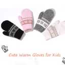 FGSS Winter-Knit-Mittens for Kids - Warm Stretchy Outdoor Gloves Boys-Girls Cute Snowflakes Gloves for 6-12Years (Gray)