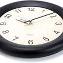 Kesin Wooden Wall Clock 12 Inch Silent Non Ticking Wall Clocks Battery Operated Simple Modern Small Analog Clocks Decorative for Kitchen, Living Room, Home,Bedroom, Office (Black)