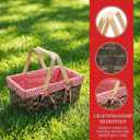 Yesland Small Picnic Basket, Woven Basket with Double Folding Handles, Wicker Basket & Organizer Blanket Storage with Red and White Liner for Egg Gathering, Wedding, Candy (13.5 x 8.25 x 6.5 Inches)