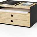 Prosumer's Choice 3-Tier Bamboo Desk Organizer with 2 Drawers - Wood Paper Tray for Clean Desktop Setup - Compact Office Storage Solution - Stylish Desktop Organizer, 12.5" L x 8.8" W x 1.6" H