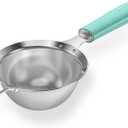 18/8 Stainless Steel Mesh Strainer: U-Taste 3.9 Inch Kitchen Fine Mesh Sieve Food Colander with Riveted Sturdy Silicone Handle and 30 Mesh Hole for Straining Flour, Quinoa, Tea, Juice (Aqua Sky) (Small (3.9*11.1in))