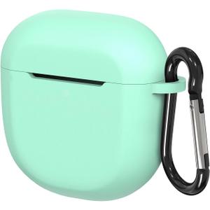 Geekria Silicone Case Cover Compatible with Bose QuietComfort II, Ultra2 True Wireless Earbuds, Protective Earphones Skin Cover with Keychain Hook, Front LED Visible (Mint Green)