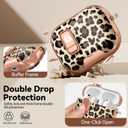 For AirPods Pro 3 Case 2025, with Safty Lock & Phone Stand for Floral AirPods Pro 3 Generation Case Cover for Women Girly, iPod Pro 3 Case with Keychain & Cleaner Kit - Leopard Print