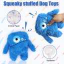 Plush Squeaky Dog Toy, Crinkle Stuffed Dog Toy Keep Them Busy Tug of War Birthday Dog Chew Toy for Small Medium Large Dogs (Blue)
