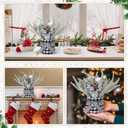 Valentines Day Decorations Valentine's Day Table Centerpieces Buffalo Check Plaid Artificial Tree Decor with Pine Cone Berry Gifts for Festival Winter Party Indoor Home Office Decor(Silver)