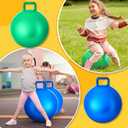Lewtemi 2 Pcs 18 Inch Big Bouncing Ball with Handle Jumping Hopper Bouncy Ball for Adults Exercise and Air Pump for Outdoor Sports Game(Blue, Green)