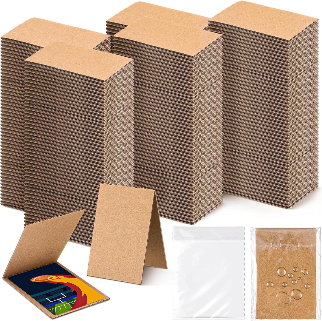 300 Sets Cardboard Sleeves Folded 3 x 4.5 Inches 150 Corrugated Card Shipping Protector 150 Plastic Protector for Sports Cards, Trading Cardboard Shipping Supplies
