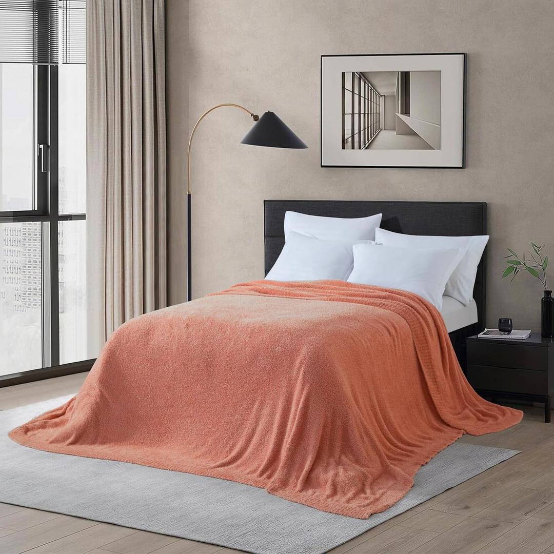 Oversized King Knit Blanket for Couch - Super Soft Extra Large Throw Blankets for Bed Fluffy Fuzzy Plush Lightweight Cozy BlanketLight Yellow120" x 120"