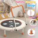 BCAN BT1 36'' Toddler Trampoline, ASTM Certified-Foldable Mini Trampolines for Kids Ages 1-6, Adjustable Handle, Safety Pad & Foldable Legs, Baby Trampoline Indoor/Garden, Gift for Boy and Girl