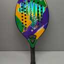 Beach Tennis Racket Carbon Fiber Surface with Sand Grit Print, Lightweight EVA Soft Racquet, with Cover Bag for Carry