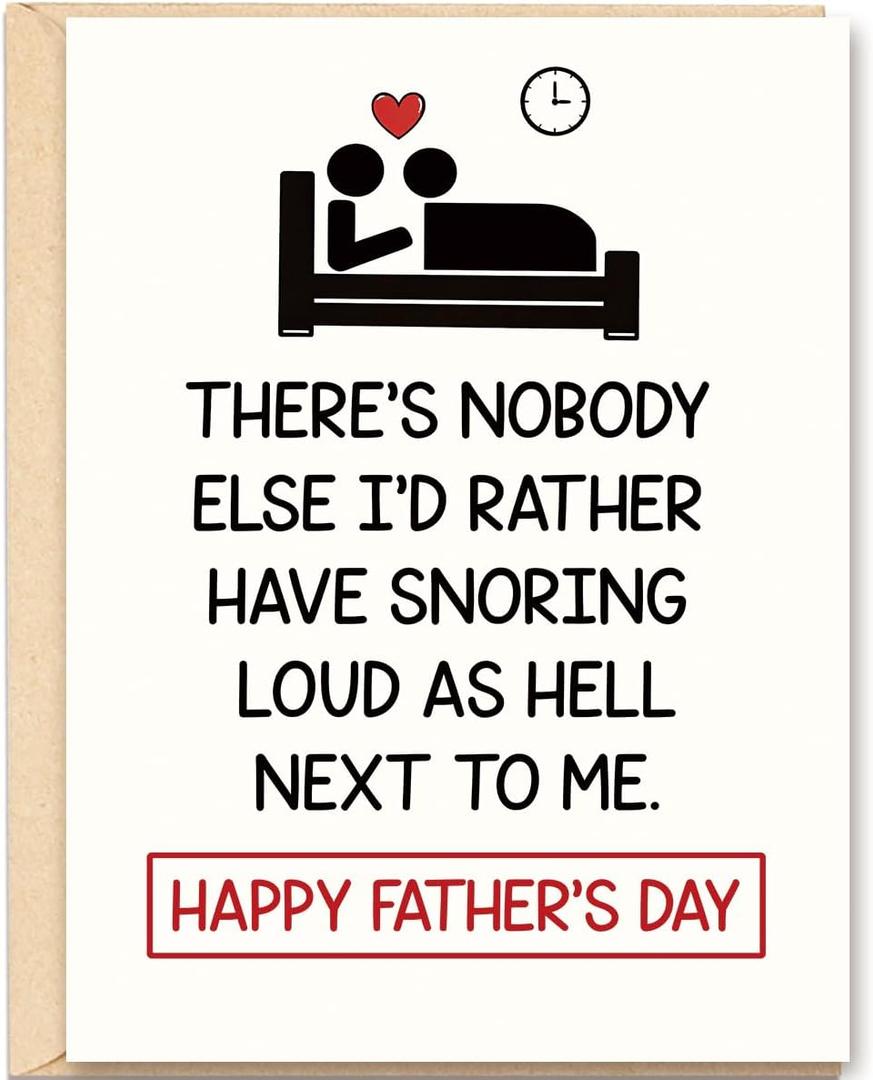 3 x Funny Fathers Day Card for Husband from Wife,Humorous Fathers Day Idea Gift for Husband, Snoring Joke Love Card for Him