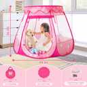 Pop Up Princess Tent with Colorful Star Lights for 1 2 3 Year Old Birthday Gift, 12-18 Months Baby Girl Toys, Foldable Ball Pit with Carrying Bag, Indoor&Outdoor Play Tent for Kids (Pink)