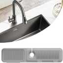 Kitchen Sink Splash Guard Silicone Faucet Handle Drip Catcher Tray Sink Protector for Kitchen Sink Sponge Holder for Kitchen Sink Faucet Mat Fits Faucet Tube within 2.5" (light grey, 24'')