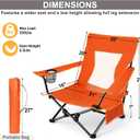 Joyfair Beach Camping Chair (2 Pack), Outdoor Folding Lawn Chair for Adults, Heavy Duty Portable Chair with Armrest for Outside Fishing, Sport, Patio, Cup Holder & Storage Pocket, Carry Bag (Orange), 27in x 23in x 26in
