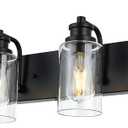 4-Light Bathroom Vanity Light, 28" Black Bathroom Lighting Fixture with Clear Glass Shades, Modern Wall Lamp for Bathroom Mirror, Bedroom, Hallway, Living Room, Cabinet