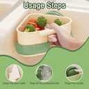 Suction Cup Sink Corner Rack, Suction Cup Sink Corner Rack Strainer, Triangle Storage Rack with Drain Hole, Corner Sink Trash Catcher for Food Waste (Green)