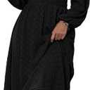 Womens Long Sleeve Dresses Maxi Wedding Guest Dresses (Black, XL)