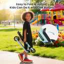 Kids Kick Scooter for Ages 6-12, Teens and Adults - Foldable & Lightweight with Light Up Wheels, Adjustable Handlebar, Dual Brakes (Hand & Foot), 220 lbs Capacity